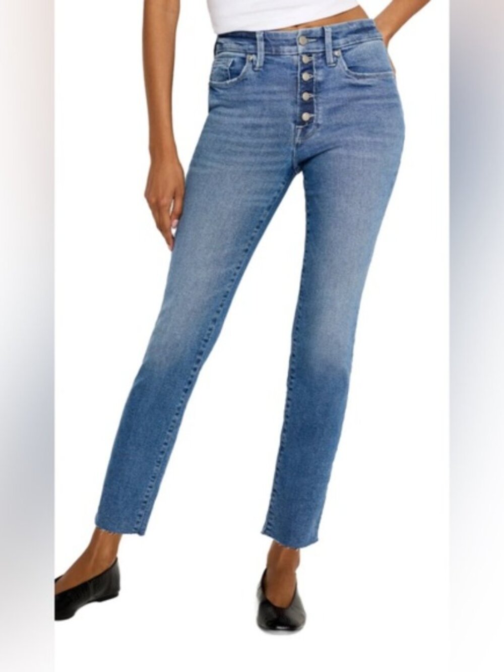 Good American Good Classic Slim Straight Leg Jeans Size 15